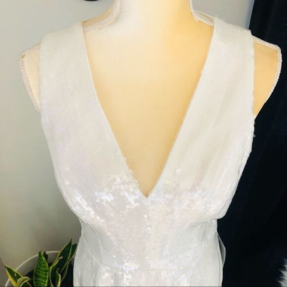 AMSALE Clear Sequin Sleeveless Sheath Dress, White, Wedding, Party, Size 10, NWT - Picture 10 of 16
